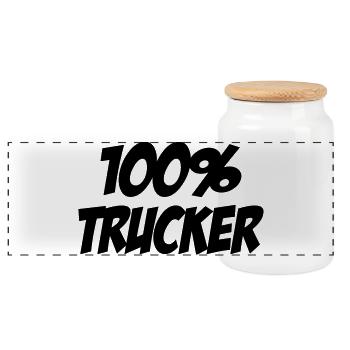 100% Trucker - Panorama Keksdose mit Holzdeckel - Weiß - Vorne