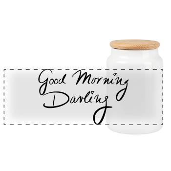Good Morning Darling - Panoramic Cookie Jar with Wooden Lid - white - Front