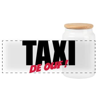 Taxi de ouf ! - Boîte à biscuits avec couvercle en bois - blanc - Devant