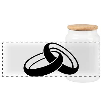 wedding - Panoramic Cookie Jar with Wooden Lid - white - Front