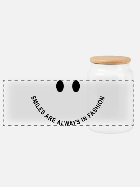 Smile-Face: Smiles are always in fashion! - Panorama Keksdose mit Holzdeckel - Weiß