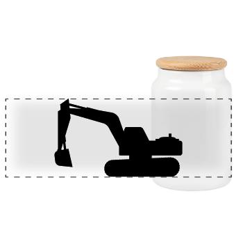 bagger sand arbeit beruf - Panorama Keksdose mit Holzdeckel - Weiß - Vorne