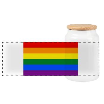 Homosexuell Stolz Flagge Regenbogen Flagge LGBT Aufkleber - Panorama Keksdose mit Holzdeckel - Weiß - Vorne