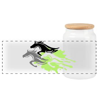 chevaux - étalon - jument - poulain - Boîte à biscuits avec couvercle en bois - blanc - Devant