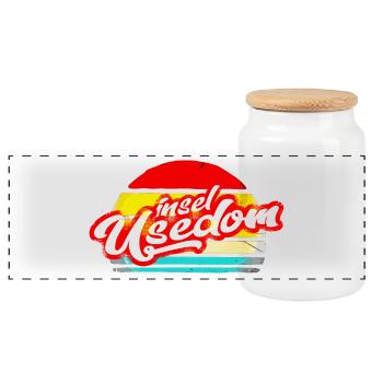 island usedom shirt retro vintage sticker sticker - Panoramic Cookie Jar with Wooden Lid - white - Front
