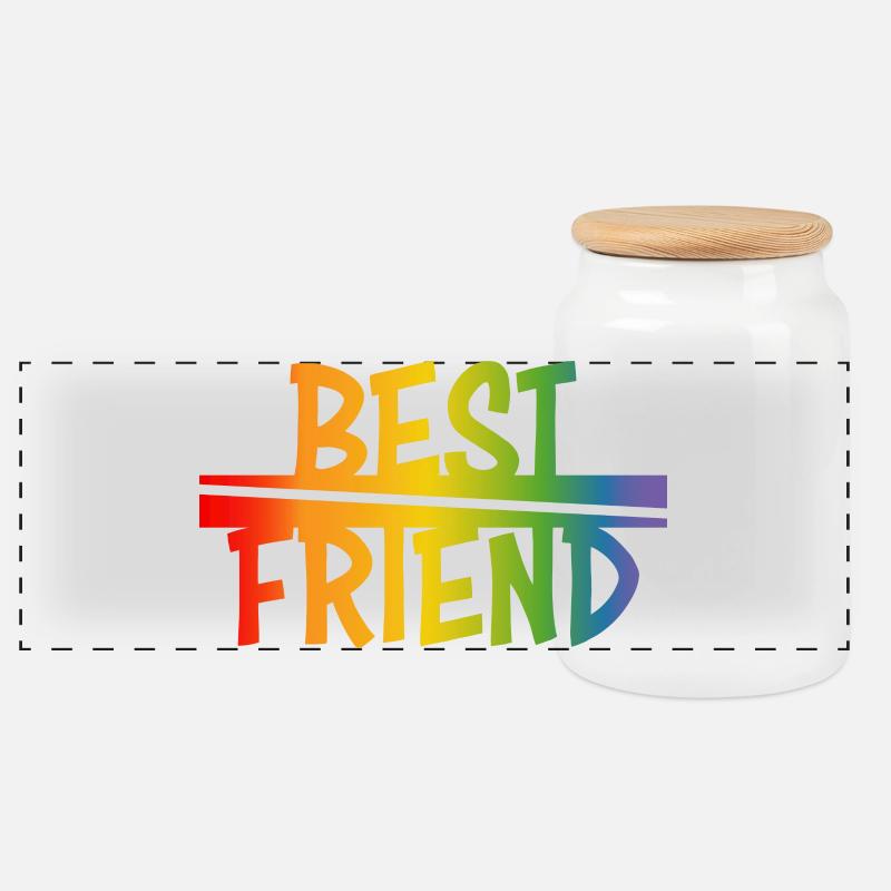 Best friend rainbow - Panorama Keksdose mit Holzdeckel - Weiß