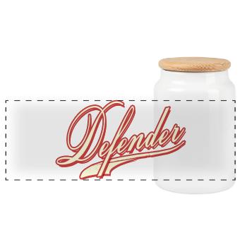 defender defense defender player football shirt cap - Panoramic Cookie Jar with Wooden Lid - white - Front