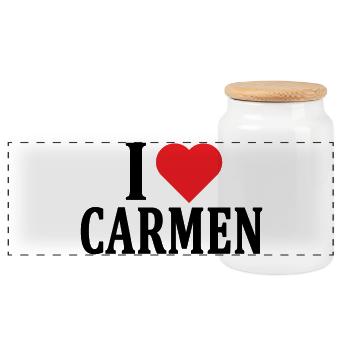 T-shirt I love Carmen t-shirt gift idea - Panoramic Cookie Jar with Wooden Lid - white - Front