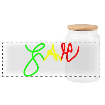 Jah en Trio couleurs Rouge Or Vert - Boîte à biscuits avec couvercle en bois - blanc - Devant