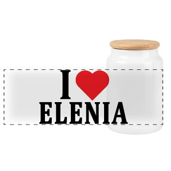 T-shirt I love Elenia t-shirt gift idea - Panoramic Cookie Jar with Wooden Lid - white - Front