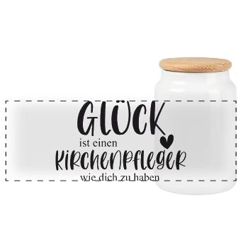 Kirchenpfleger Kirche Ehrenamt Bedanken Geschenk - Panorama Keksdose mit Holzdeckel - Weiß - Vorne