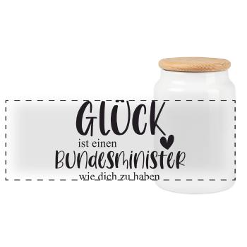 Bundesminister Politik Geschenk Danke - Panorama Keksdose mit Holzdeckel - Weiß - Vorne
