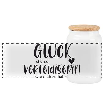 Verteidigerin Fußball Frauenfußball Sport Geschenk - Panorama Keksdose mit Holzdeckel - Weiß - Vorne