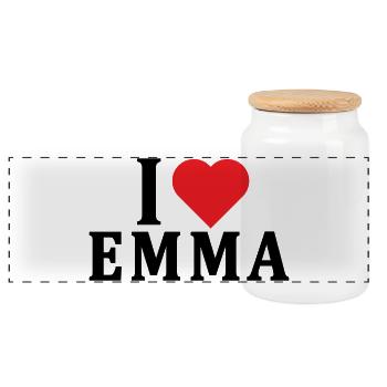 t-shirt I love Emma t-shirt gift idea - Panoramic Cookie Jar with Wooden Lid - white - Front
