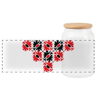 Decorative flowers - Traditional inspired design - Panoramic Cookie Jar with Wooden Lid - white - Front