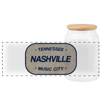 Tennessee Nashville Musik City Schild - Panorama Keksdose mit Holzdeckel - Weiß - Vorne