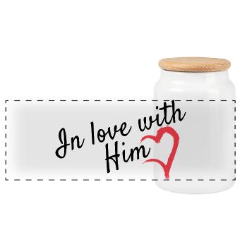 Dear partner look - Panoramic Cookie Jar with Wooden Lid - white - Front