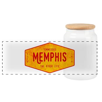 Enseigne de style Memphis – River City - Boîte à biscuits avec couvercle en bois - blanc - Devant