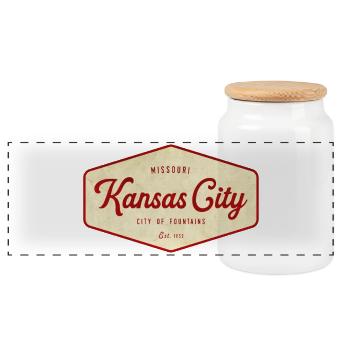 Kansas City Vintage City of Fountains Logo - Panorama Keksdose mit Holzdeckel - Weiß - Vorne