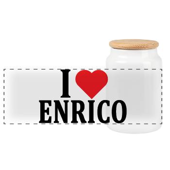 T-Shirt Ich liebe Enrico T-Shirt Geschenkidee - Panorama Keksdose mit Holzdeckel - Weiß - Vorne