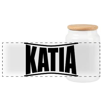 t-shirt Katia t-shirt gift idea - Panoramic Cookie Jar with Wooden Lid - white - Front