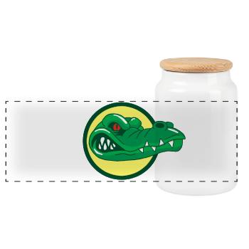 Tête de crocodile - Boîte à biscuits avec couvercle en bois - blanc - Devant