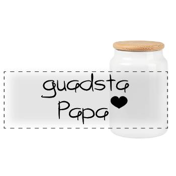 guadsta Papa-bester Papa, Österreichischer Dialekt - Panorama Keksdose mit Holzdeckel - Weiß - Vorne