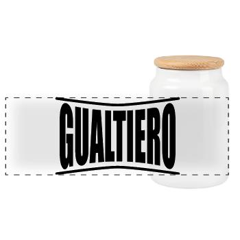 name t-shirt Gualtiero t-shirt gift idea - Panoramic Cookie Jar with Wooden Lid - white - Front