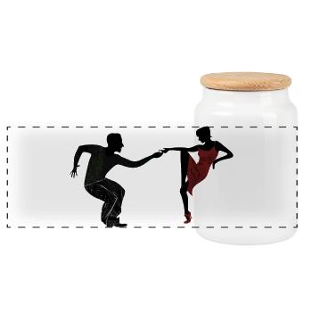 Couple dansant - Boîte à biscuits avec couvercle en bois - blanc - Devant