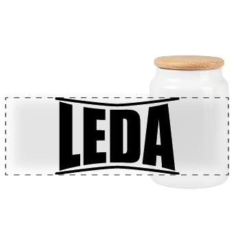 Name T-Shirt Leda T-Shirt Geschenkidee - Panorama Keksdose mit Holzdeckel - Weiß - Vorne