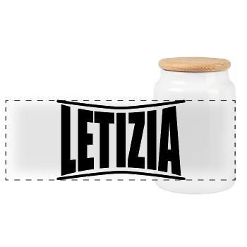 Name T-Shirt Letizia T-Shirt Geschenkidee - Panorama Keksdose mit Holzdeckel - Weiß - Vorne