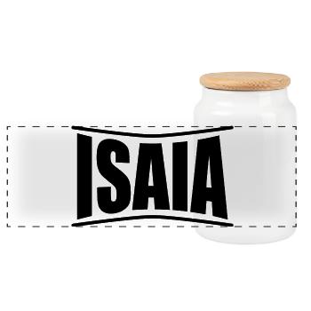 nom t-shirt Isaia t-shirt idée cadeau - Boîte à biscuits avec couvercle en bois - blanc - Devant