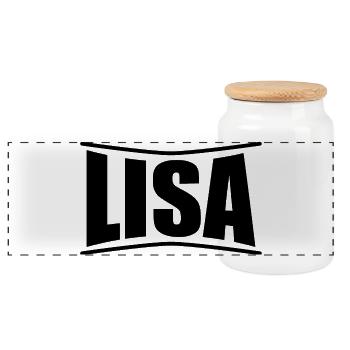 Name T-Shirt Lisa T-Shirt Geschenkidee - Panorama Keksdose mit Holzdeckel - Weiß - Vorne