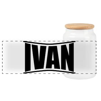 name t-shirt Ivan t-shirt gift idea t-shirt - Panoramic Cookie Jar with Wooden Lid - white - Front