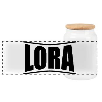 Name T-Shirt Lora T-Shirt Geschenkidee - Panorama Keksdose mit Holzdeckel - Weiß - Vorne