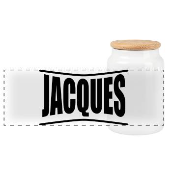 nom t-shirt Jacques t-shirt idée cadeau - Boîte à biscuits avec couvercle en bois - blanc - Devant