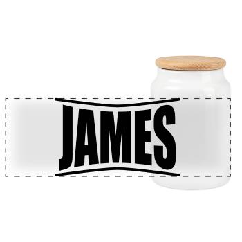Name T-Shirt James T-Shirt Geschenkidee - Panorama Keksdose mit Holzdeckel - Weiß - Vorne