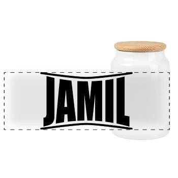 t-shirt Jamil t-shirt nom idée cadeau - Boîte à biscuits avec couvercle en bois - blanc - Devant