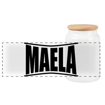 Name T-Shirt Maela T-Shirt T-Shirt Geschenkidee - Panorama Keksdose mit Holzdeckel - Weiß - Vorne