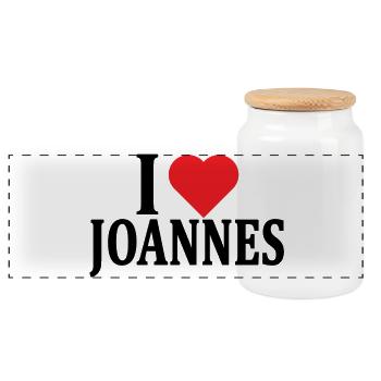 Name T-Shirt I love Joannes T-Shirt Geschenkidee - Panorama Keksdose mit Holzdeckel - Weiß - Vorne
