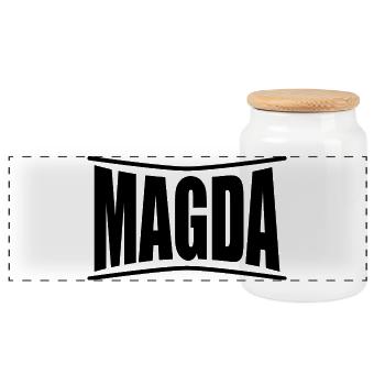 Name T-Shirt Magda T-Shirt Geschenkidee T-Shirt - Panorama Keksdose mit Holzdeckel - Weiß - Vorne