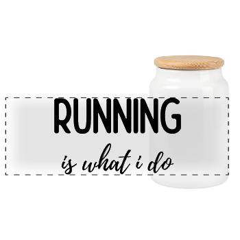 Running is What I Do - Panoramic Cookie Jar with Wooden Lid - white - Front