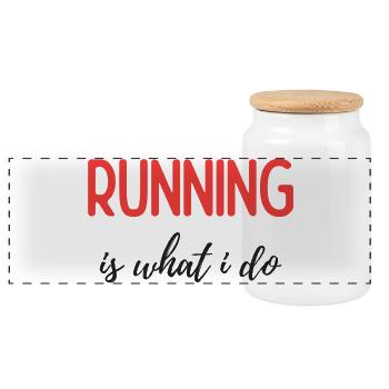 Running is What I Do - Panoramic Cookie Jar with Wooden Lid - white - Front