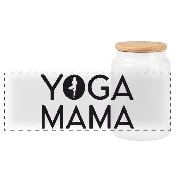 Yoga Mama - Boîte à biscuits avec couvercle en bois - blanc - Devant