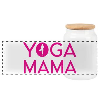 Yoga Mama - Boîte à biscuits avec couvercle en bois - blanc - Devant