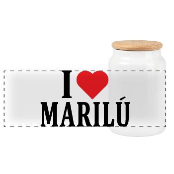 Name T-Shirt I love Marilù T-Shirt Geschenkidee - Panorama Keksdose mit Holzdeckel - Weiß - Vorne