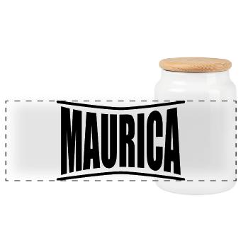 Name T-Shirt Maurica T-Shirt Geschenkidee - Panorama Keksdose mit Holzdeckel - Weiß - Vorne