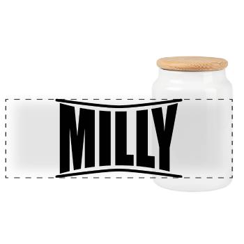 nom du t-shirt Milly idée cadeau t-shirt - Boîte à biscuits avec couvercle en bois - blanc - Devant