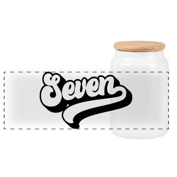 Sept 7e anniversaire Enfants Garçons Filles 7 ans - Boîte à biscuits avec couvercle en bois - blanc - Devant