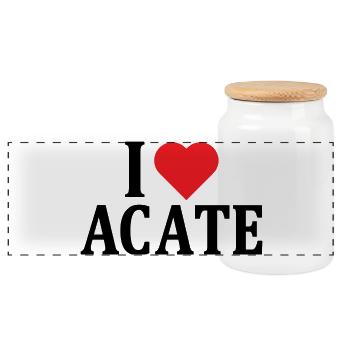 t-shirt Sicilia I love Acate t-shirt gift idea - Panoramic Cookie Jar with Wooden Lid - white - Front